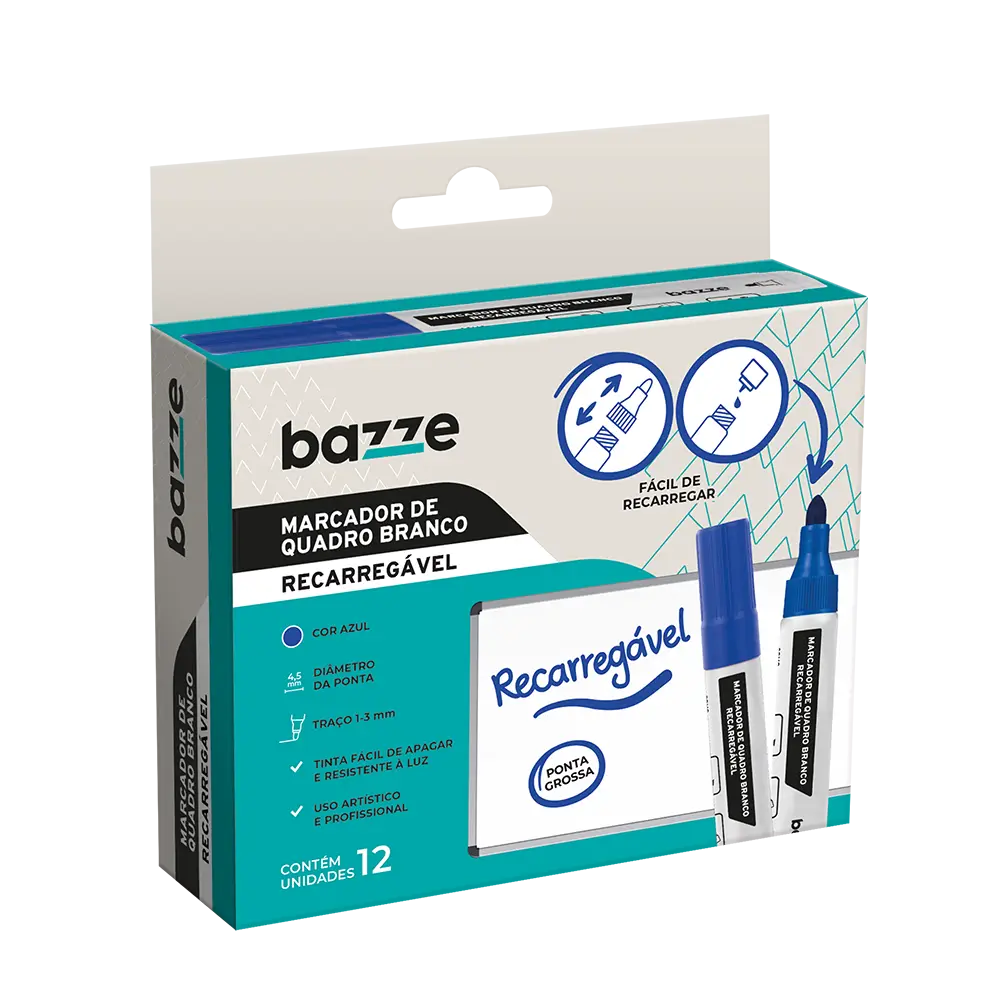 Marcador De Pizarra Recargable Azul - Bazze - Imagen 2