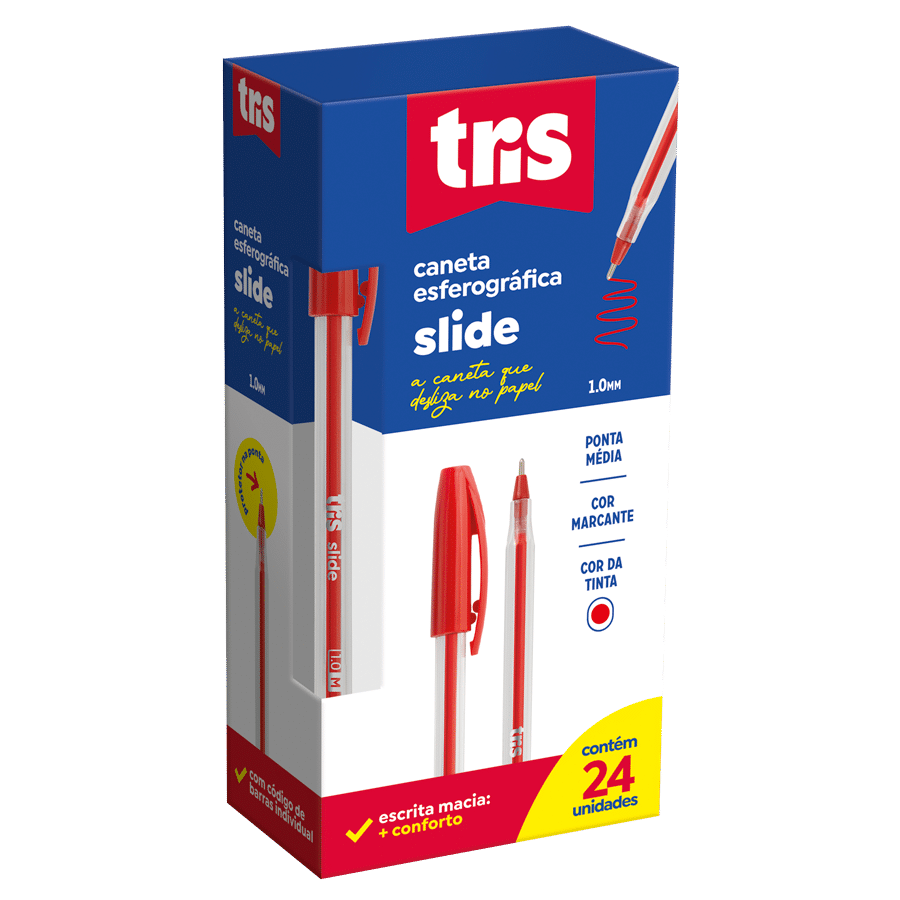 Bolígrafo Slide 1.0mm. Rojo - Caja 24 uds. - Tris