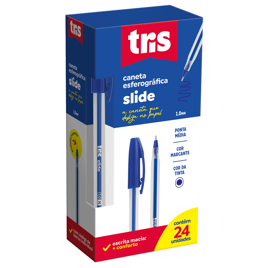 Bolígrafo Slide 1.0mm. Azul - Caja 24 uds. - Tris