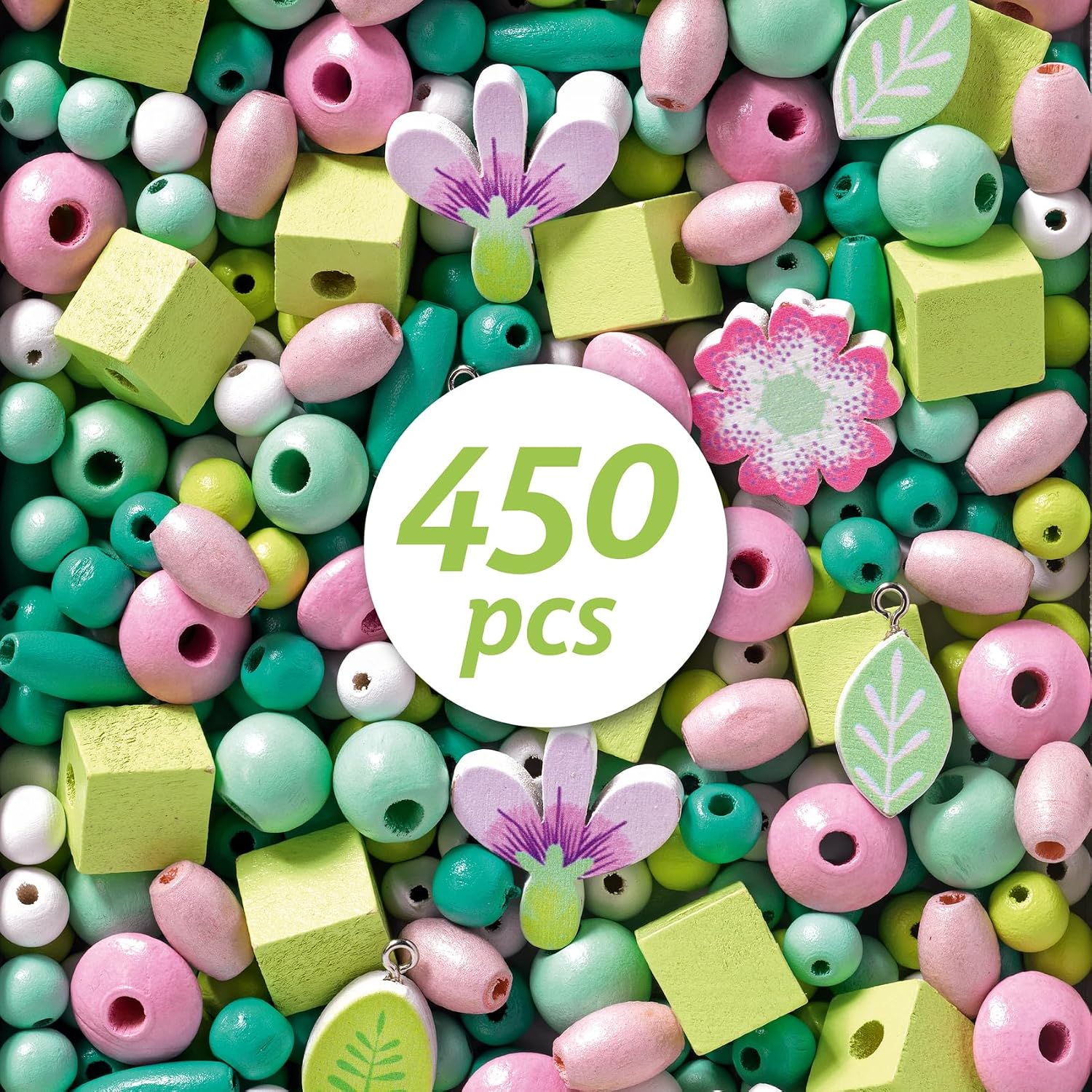 Juego de Collares Wooden Beads Leaves and Flowers - Djeco - Imagen 3