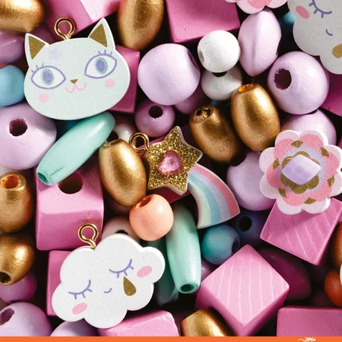 Juego de Collares Wooden Beads Rainbow - Djeco - Imagen 2